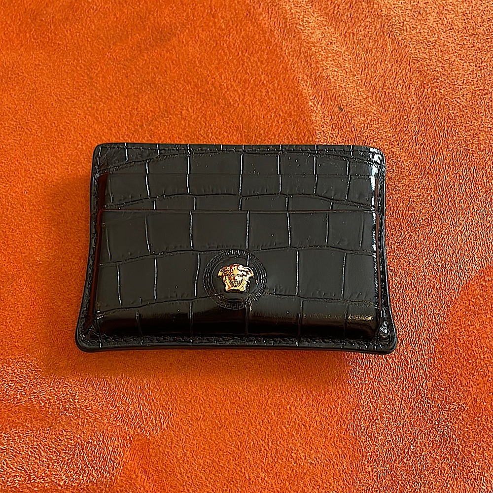 Versace alligator skin card holder LA MEDUSA LEATHER CARD HOLDER
